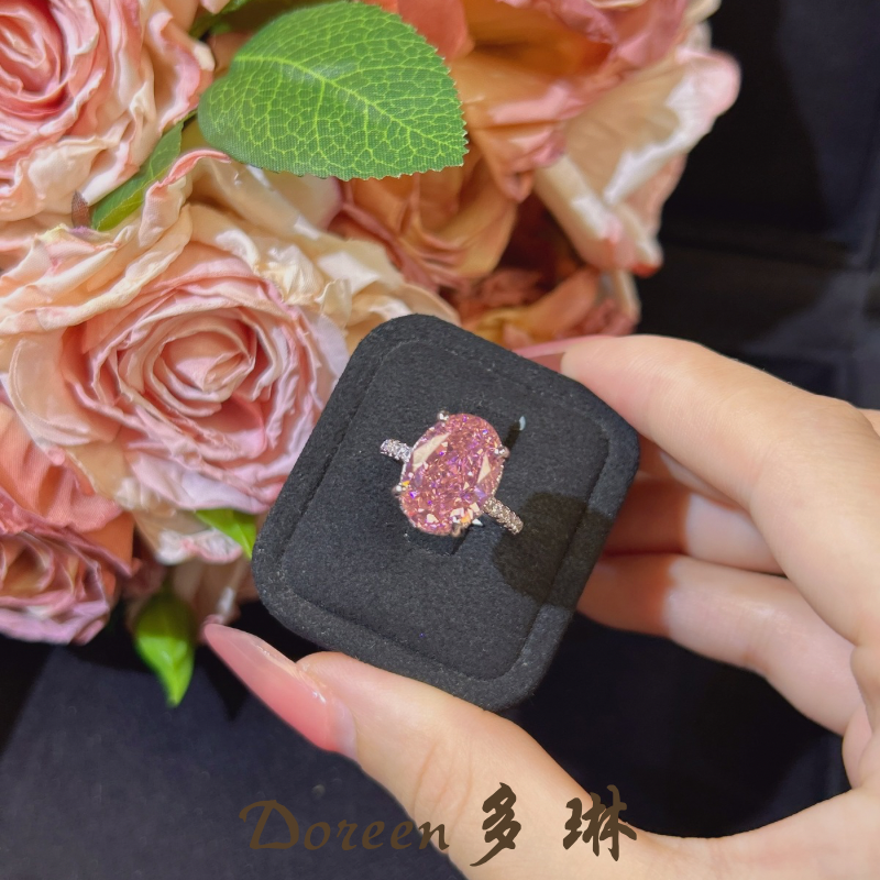 铜合金戒指 深粉色椭圆戒指NW8861