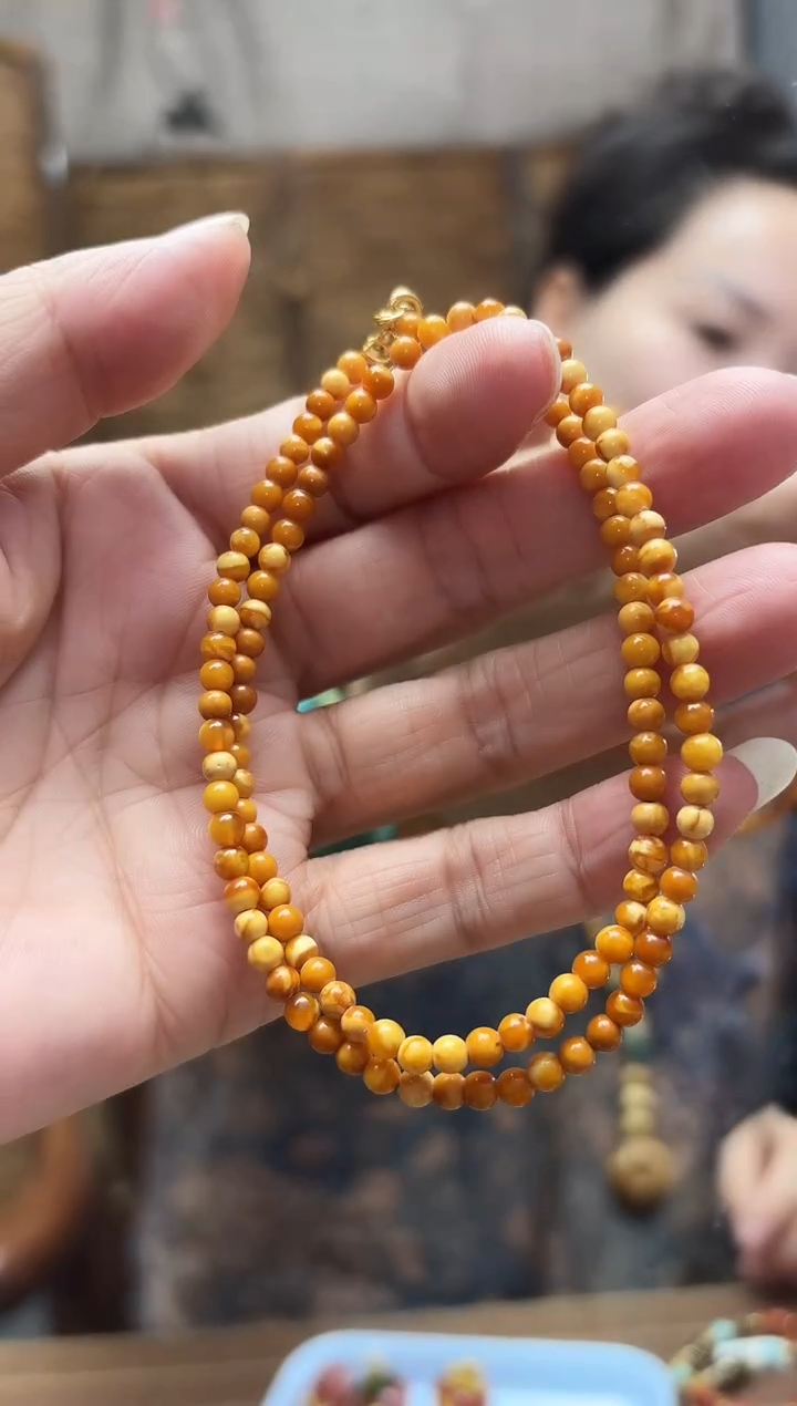 蜜蜡颈饰银S925镶嵌 多样性发一件锁骨链