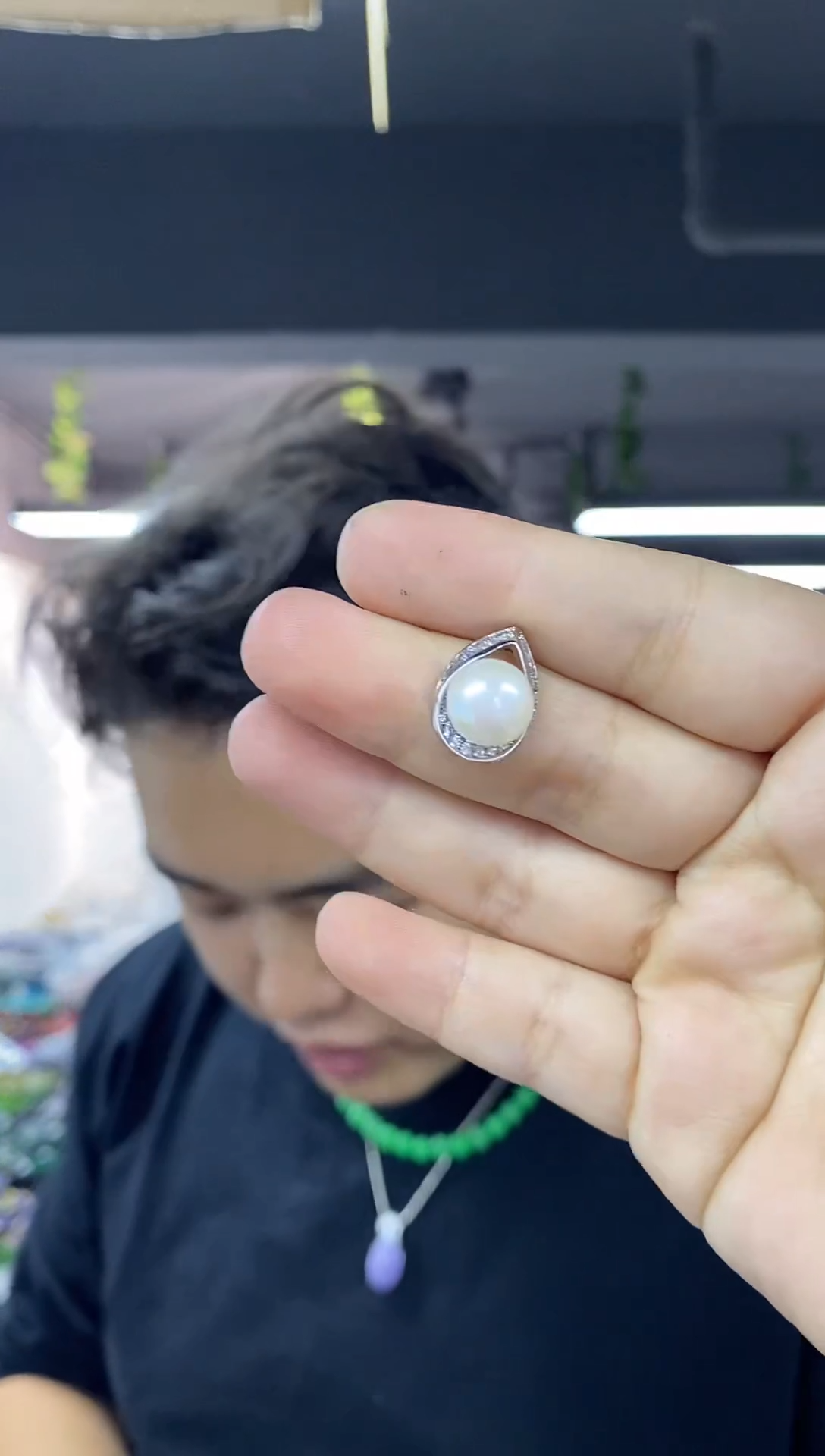 银S925镶嵌耳饰淡水珍珠多样性发其一颜色微差