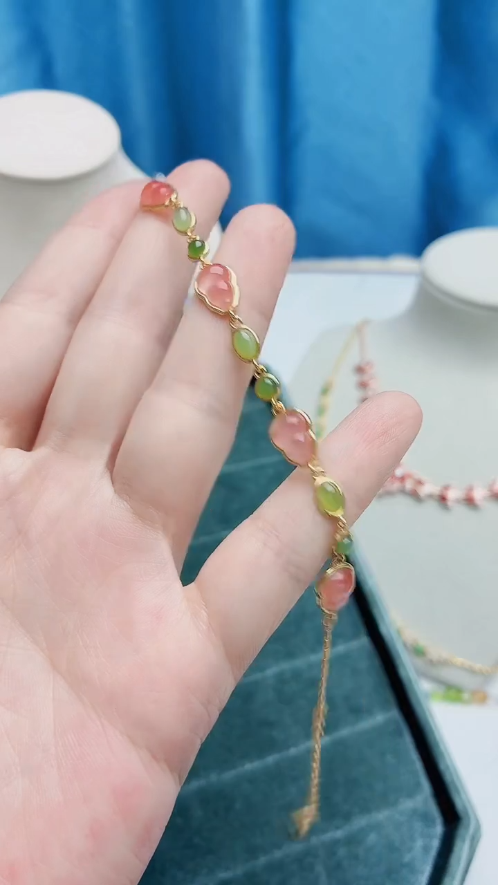 银S925镶嵌手链和田玉562ZB1112产品一个（多样性）