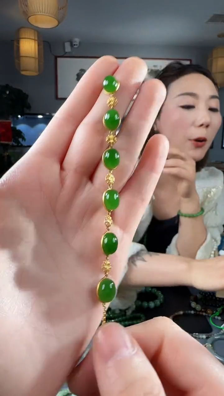 【闪购商品】和田玉手链18K金镶嵌1