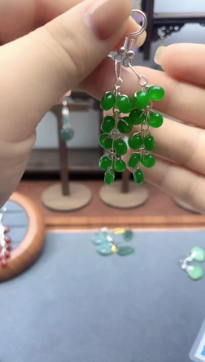 银S925镶嵌翡翠耳饰816000