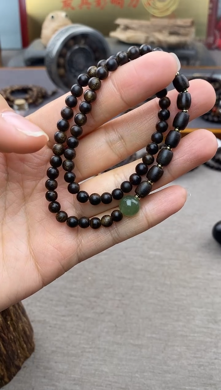 【闪购商品】沉香手串顺化紫棋05+白棋8颗 双圈沉水