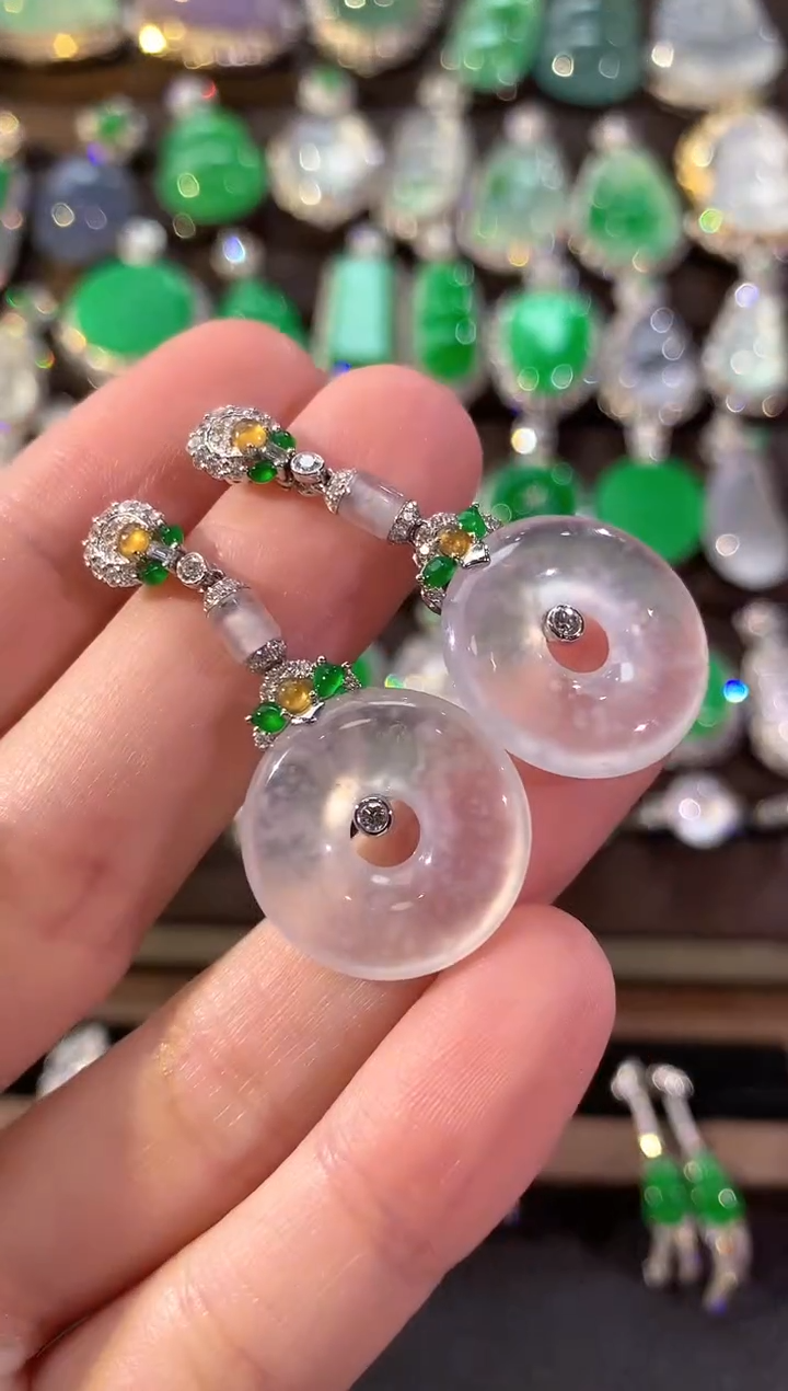 18K金镶嵌翡翠耳饰冬日珠宝E43