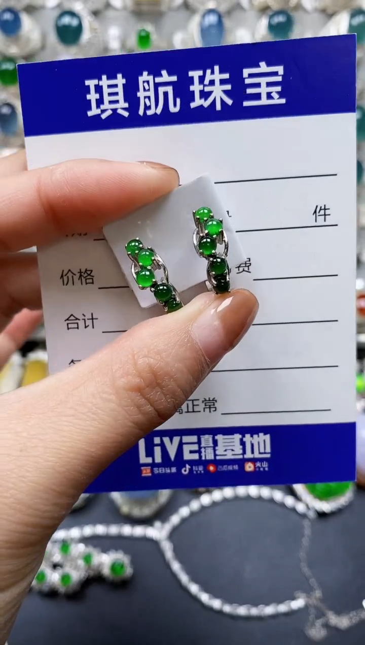 【闪购商品】翡翠耳饰银S925镶嵌0183