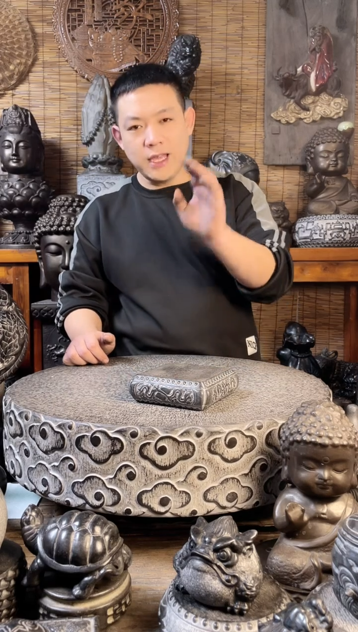 【闪购商品】14琴棋书画方鼓天然青石雕刻