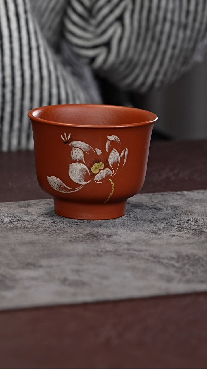 茶杯紫泥朱泥金银荷花永乐杯