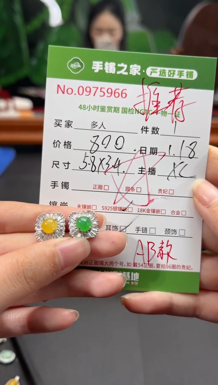 【闪购商品】翡翠耳饰银S925镶嵌多人