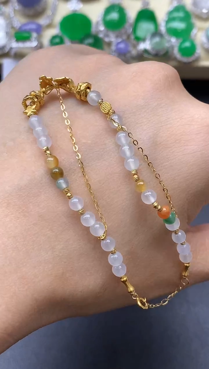 18K金镶嵌手链翡翠296-中国好珍宝