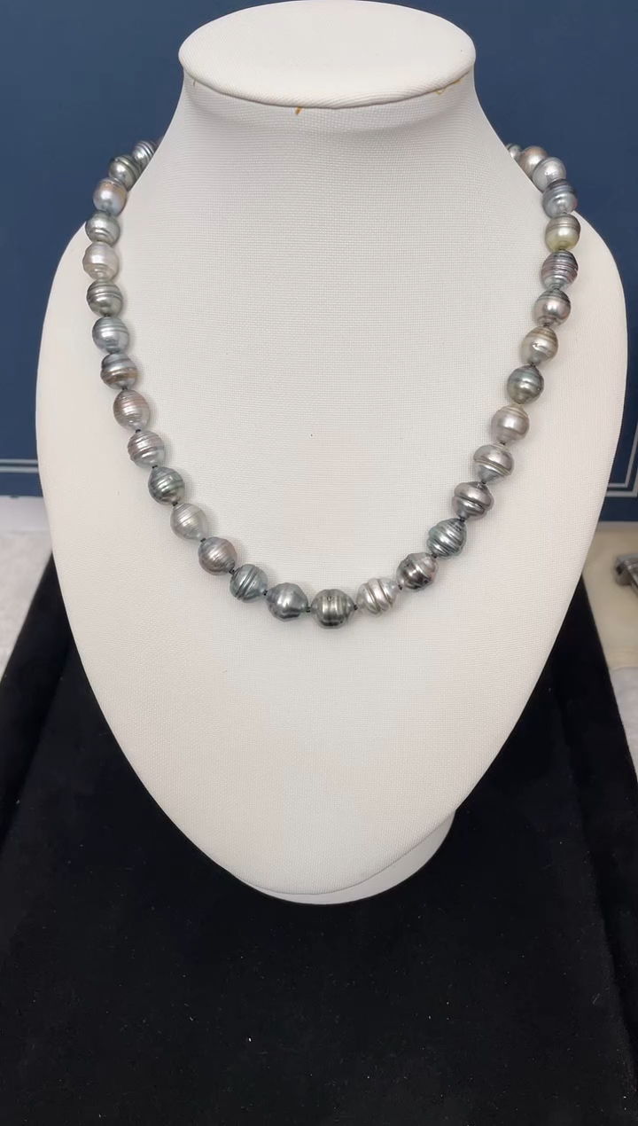 【闪购商品】海水珍珠项链银S925镶嵌大溪地螺纹8-11mm（多样性发一）