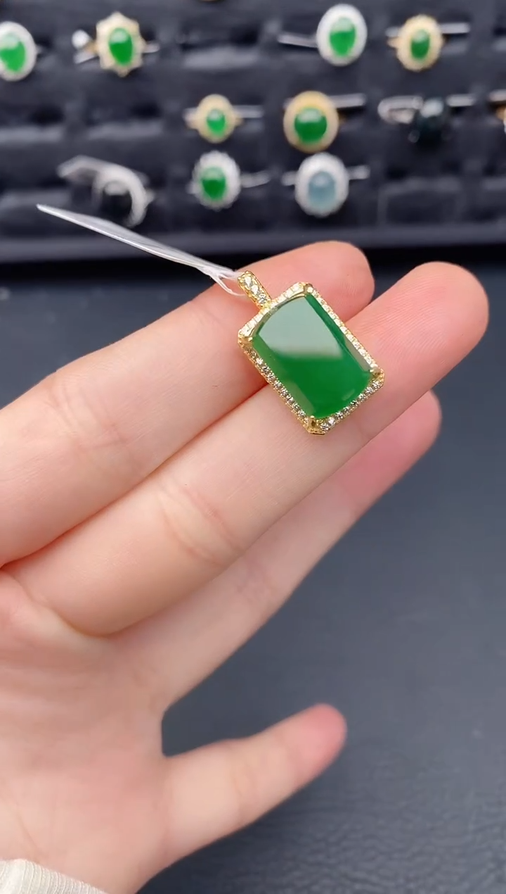 颈饰银S925镶嵌翡翠天然a货翡翠491