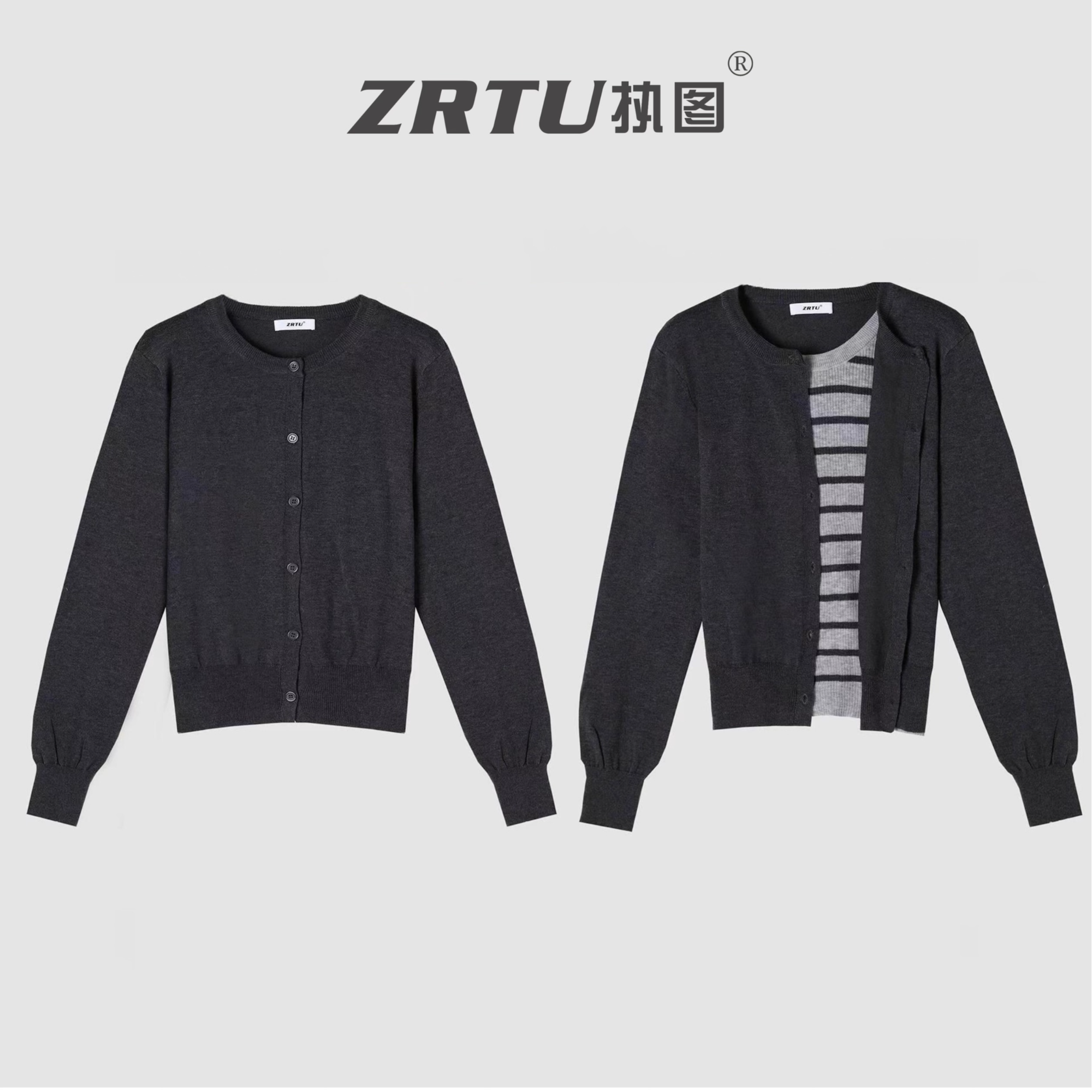 ZRTU执图2025秋冬新款复古长袖毛针织衫针织圆领糯米衣上衣