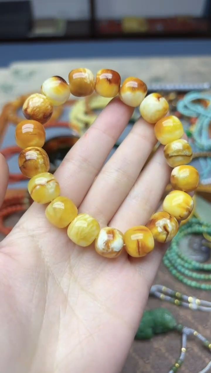 裸石蜜蜡未镶嵌蜜蜡手串10*12mmYN