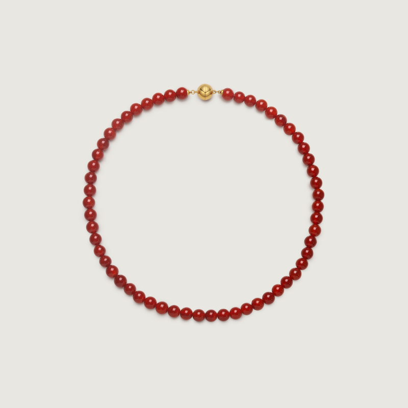 OUBIYABI欧比雅比【SUNRISE日出系列】8mm红玛瑙高升金珠项链磁吸扣