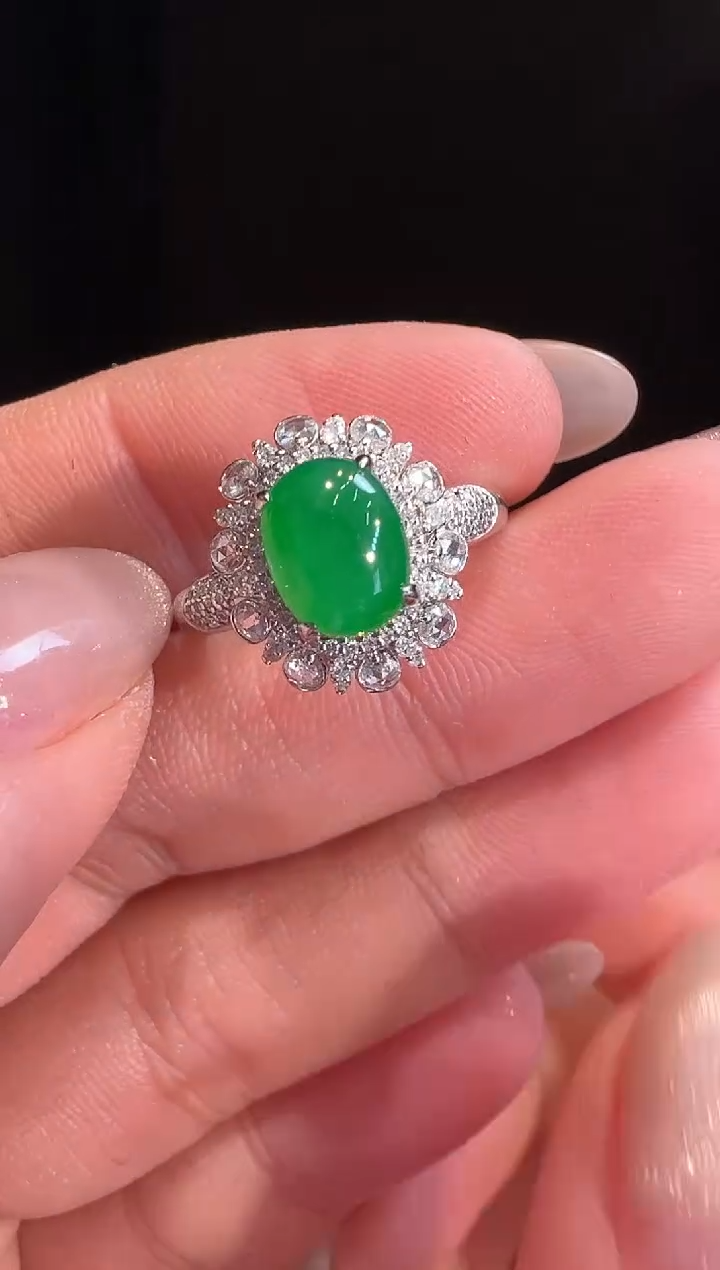 【闪购商品】翡翠戒指18K金镶嵌戒指