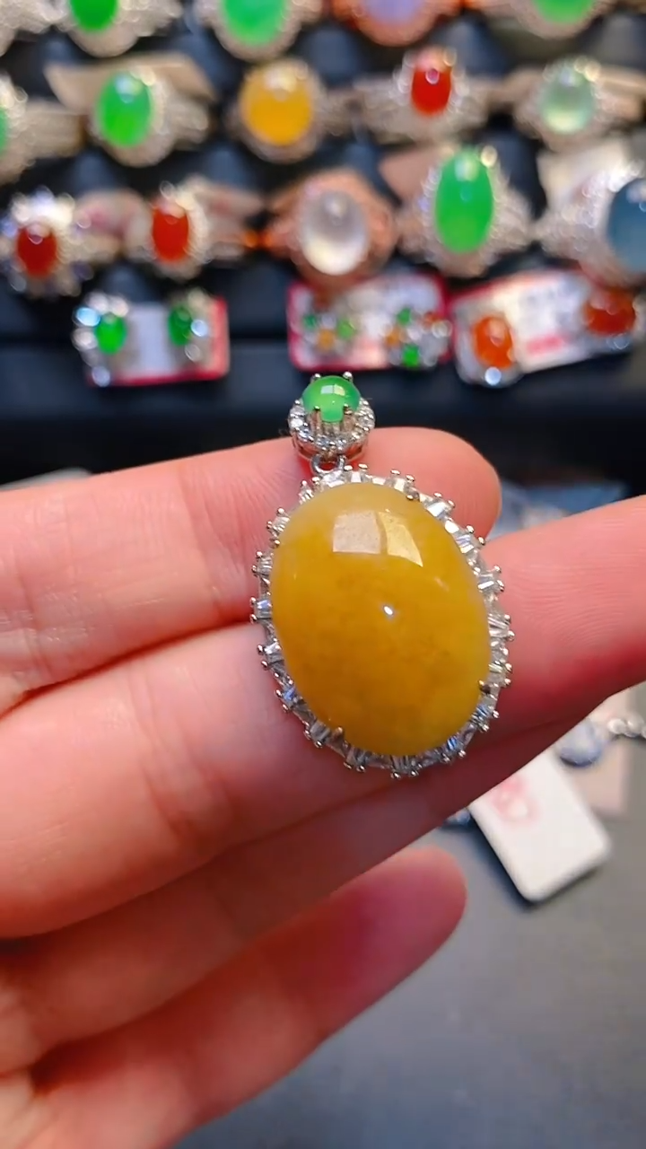 银S925镶嵌戒指翡翠天然