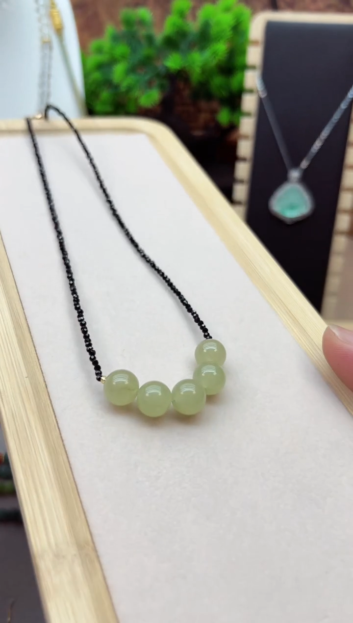 和田玉14K金镶嵌颈饰X831