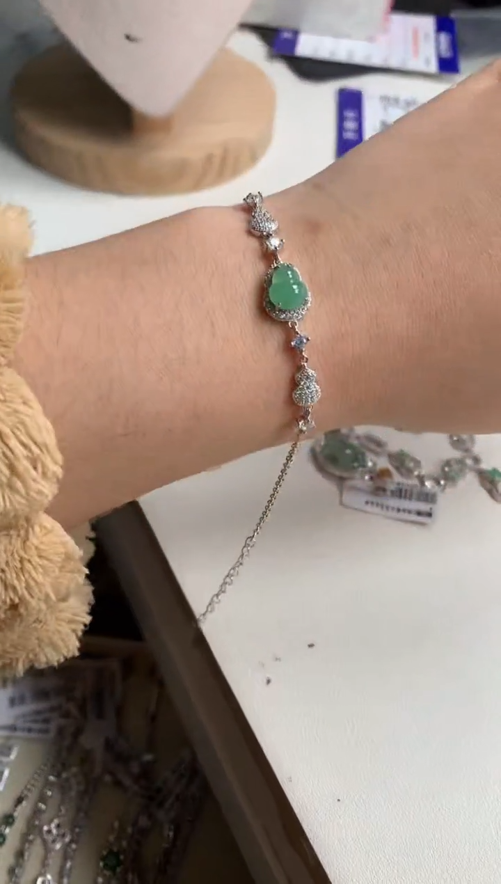银S925镶嵌戒指翡翠手链