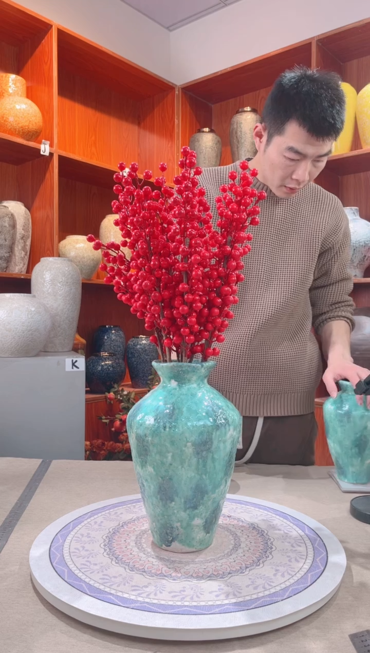 【闪购商品】瓶  陶瓷花瓶 无花 彩陶三件套 大号