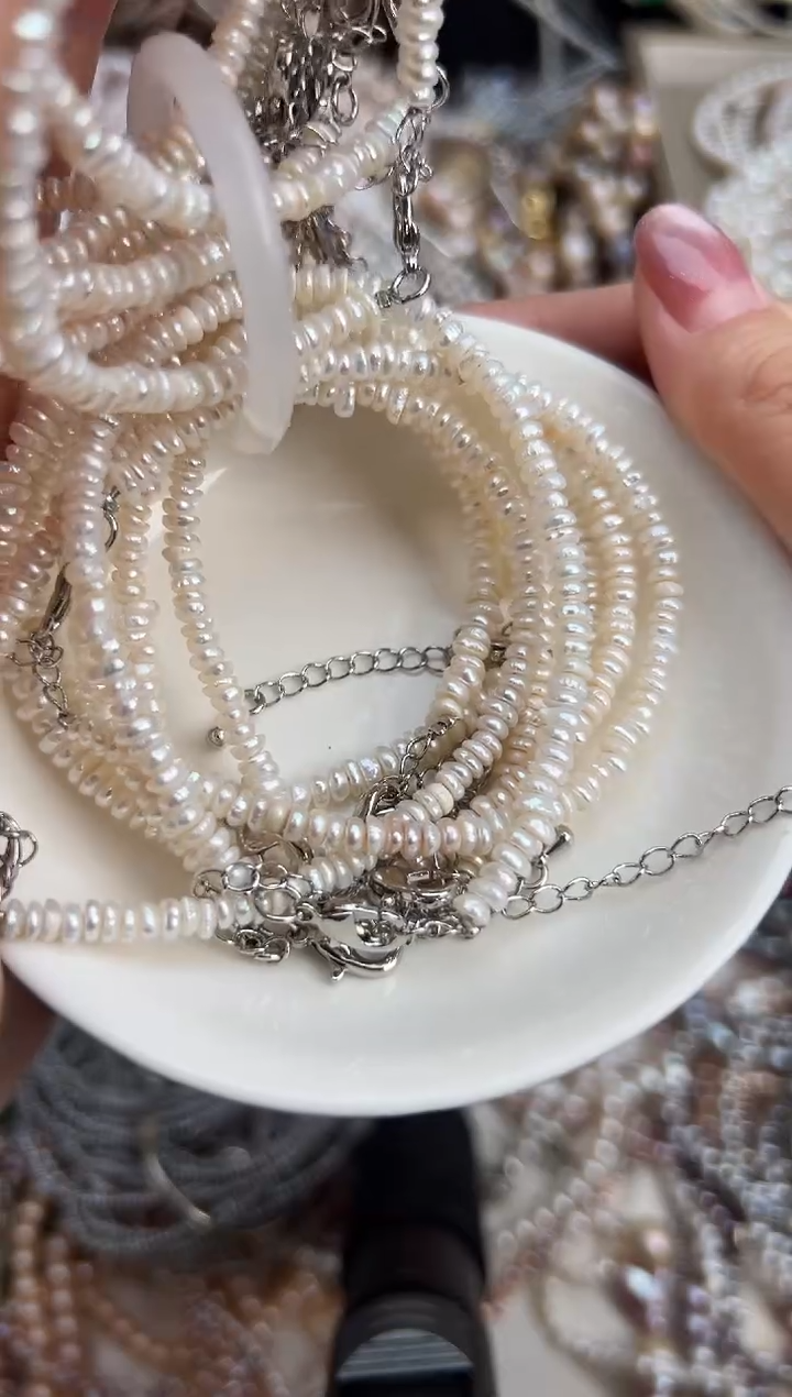 未镶嵌福利淡水珍珠野生无核*强光珍珠手链（多样性发一4/5mm）