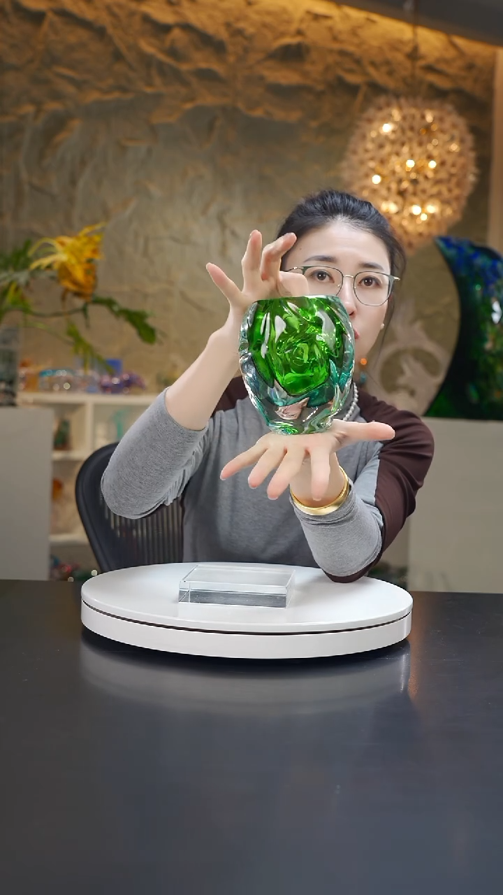 手工艺品琉璃爱***鱼祖母绿双色反影设计款香薰瓶