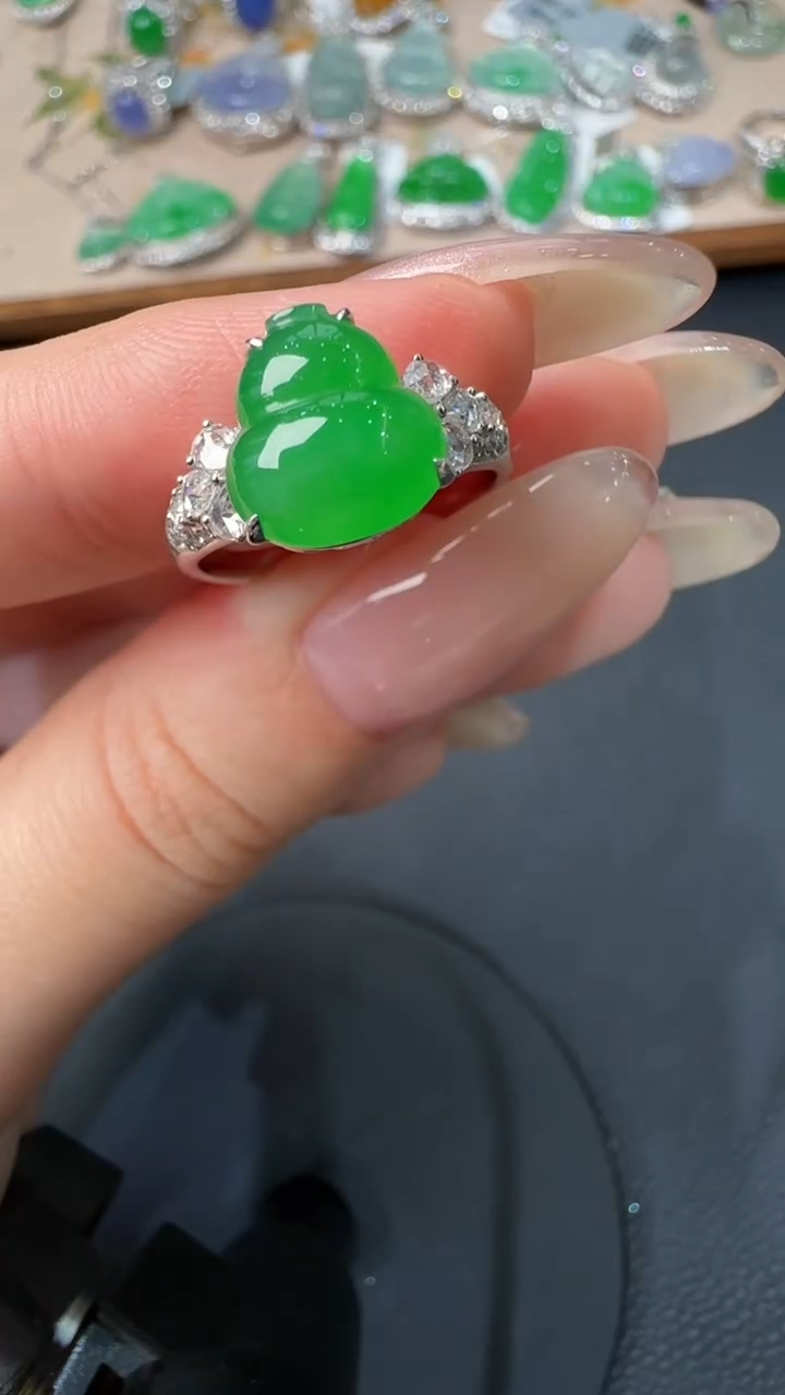 【闪购商品】翡翠戒指18K金镶嵌戒指51
