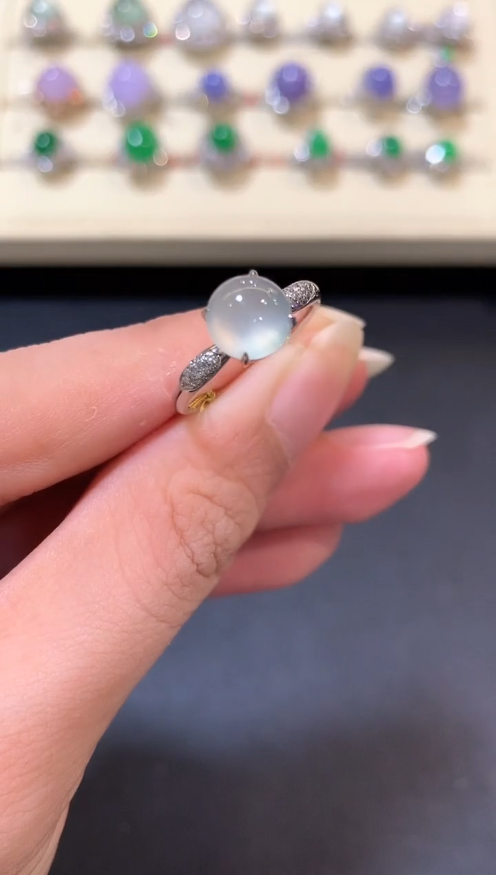 翡翠戒指18K金镶嵌b37  