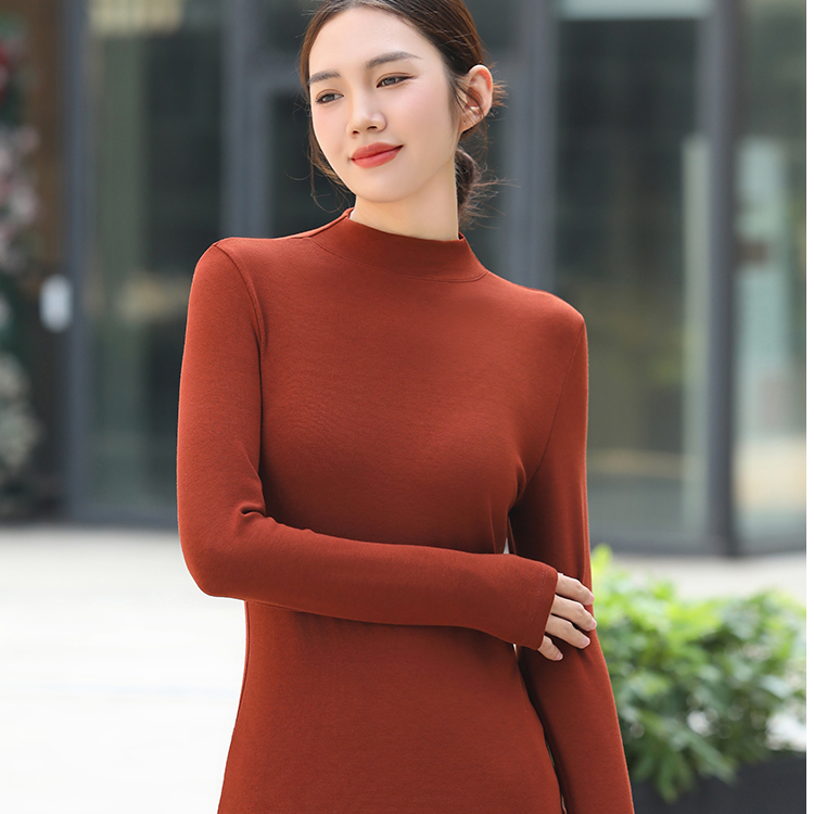 女士百搭时尚中领打底衫2381