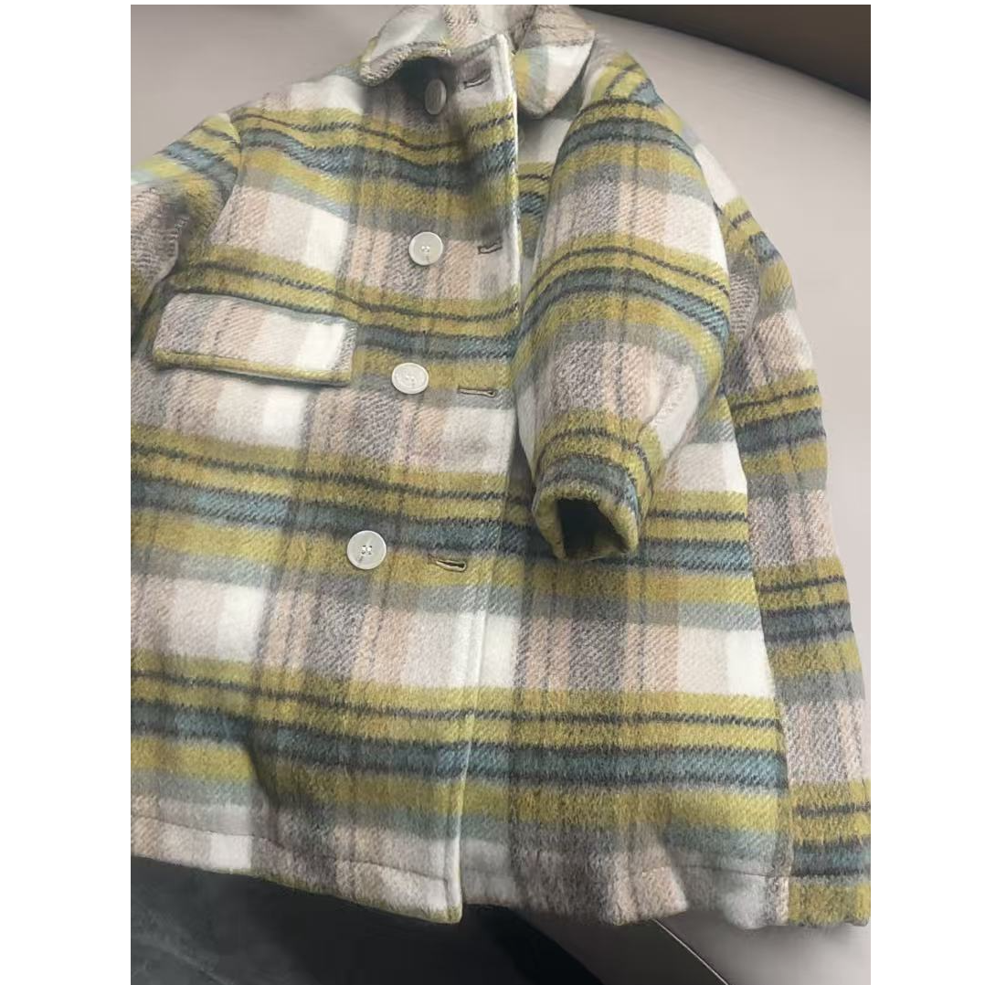 601003 韩版休闲舒适时尚男童女童冬季百搭舒适呢大衣