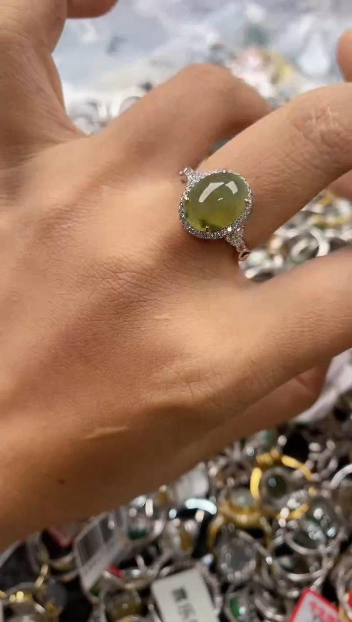 银S925镶嵌戒指翡翠777---3