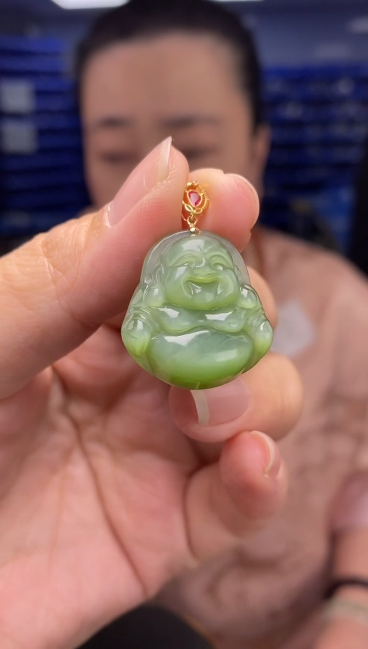 吊坠(不含链)18K金镶嵌和田玉DZ3282