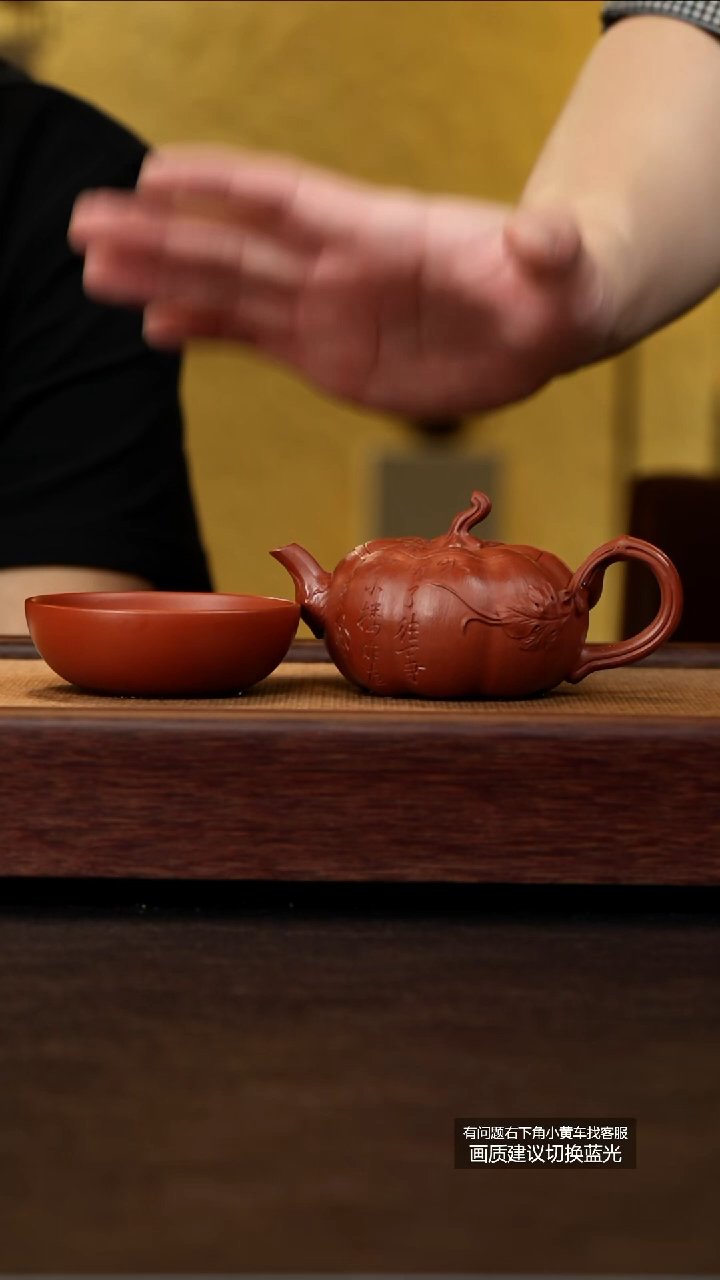 茶壶紫砂 蒋工堂原矿黄龙山朱泥春花秋月南瓜