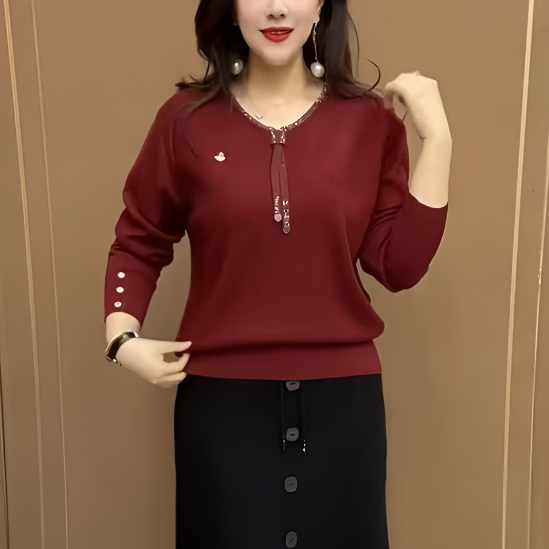 宽松显瘦2025春款打底衫洋气烫钻中老年妈妈装气质百搭女装针织衫