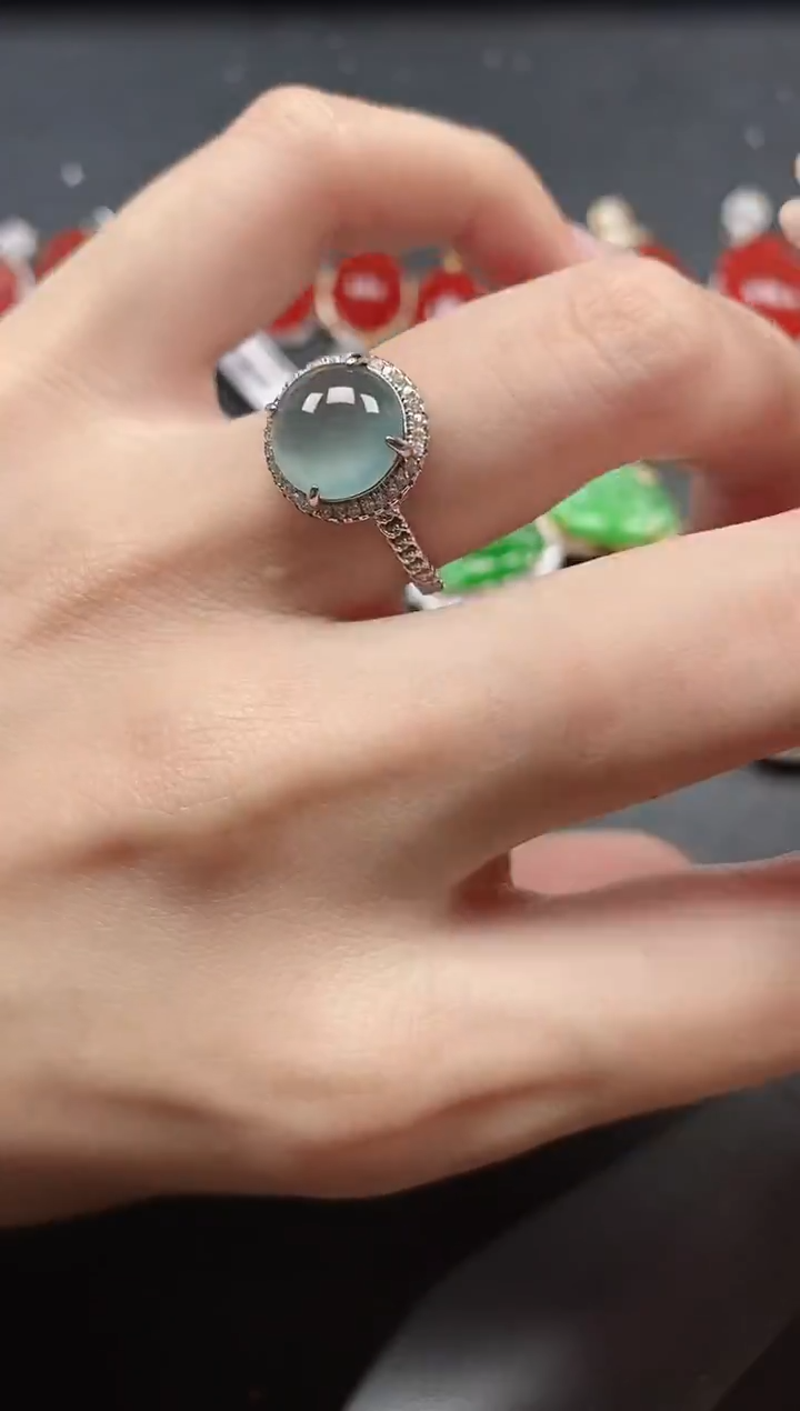 银S925镶嵌戒指翡翠51451