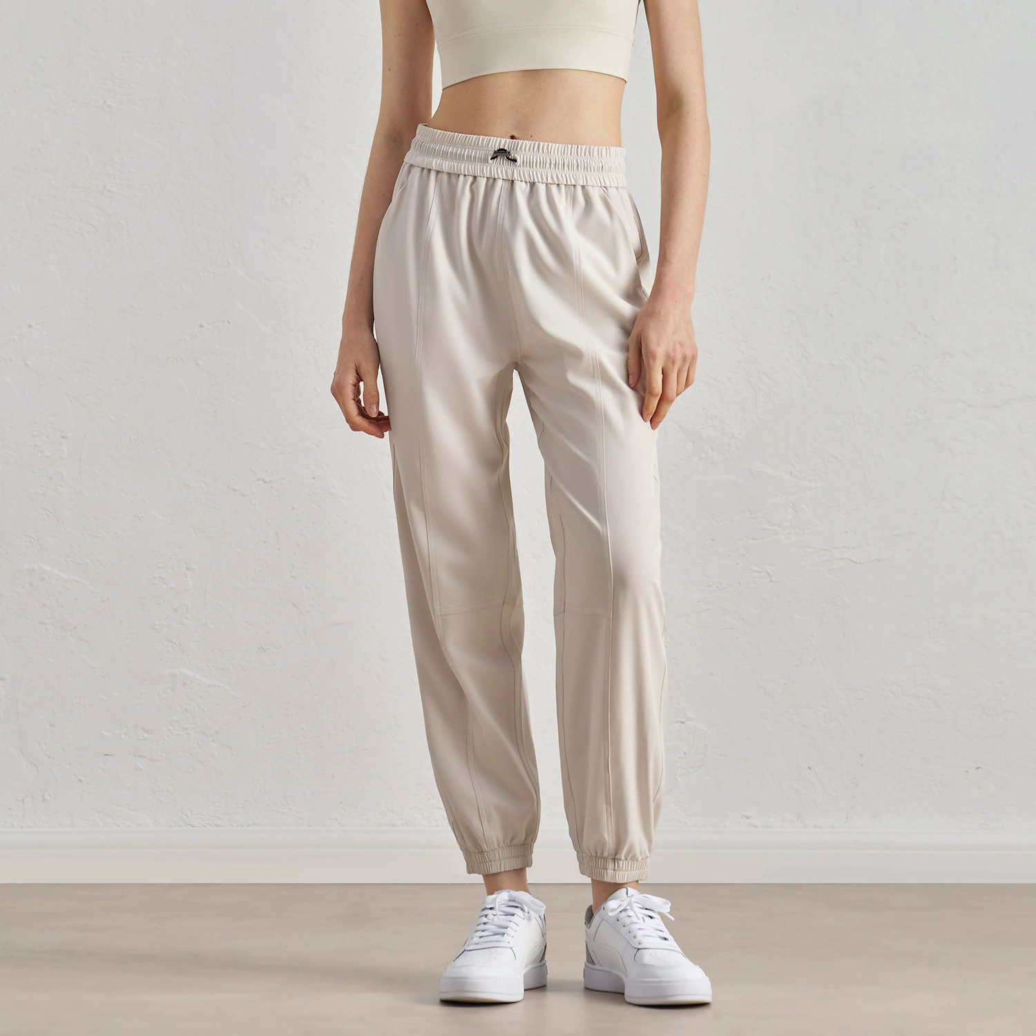 【梭织】宽松高腰休闲运动裤抽绳束脚健身裤跑步运动长裤207