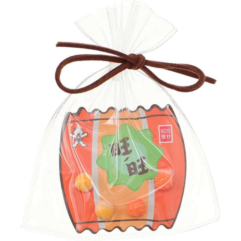 不锈钢硅胶耳饰 旺旺如意系列趣味耳钉4支装(小小酥&小馒头)