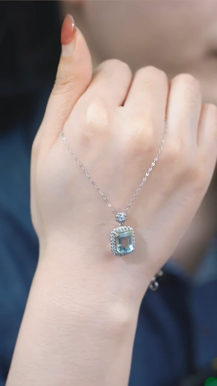 海蓝宝石吊坠(赠链)银S925镶嵌1107-H69