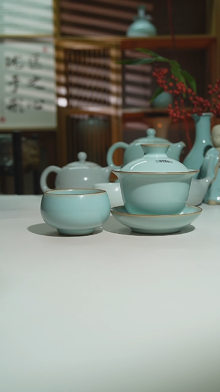 天青珑匠玉兰盖碗加珑匠禅定杯2支二级