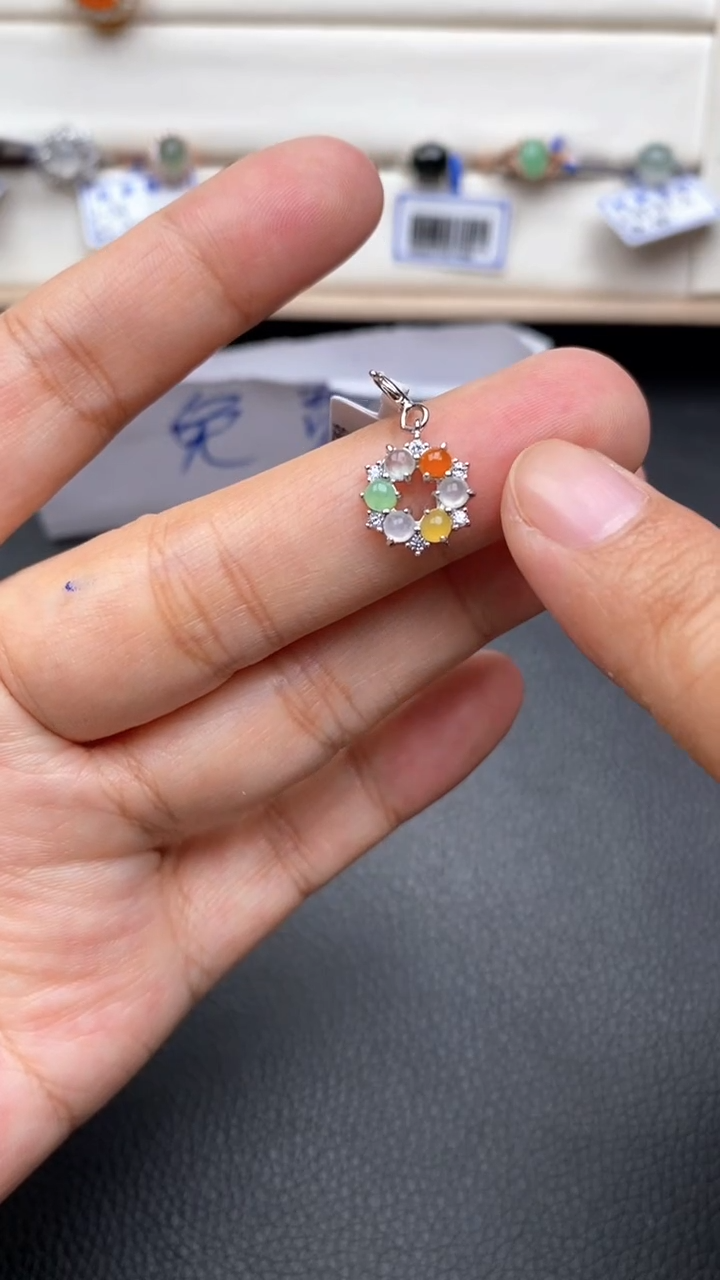 银S925镶嵌戒指翡翠1