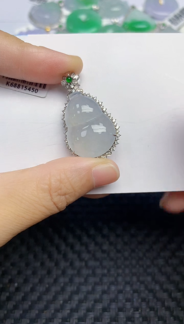 颈饰18K金镶嵌翡翠天然缅甸A货翡翠百元以上9元证书费自理
