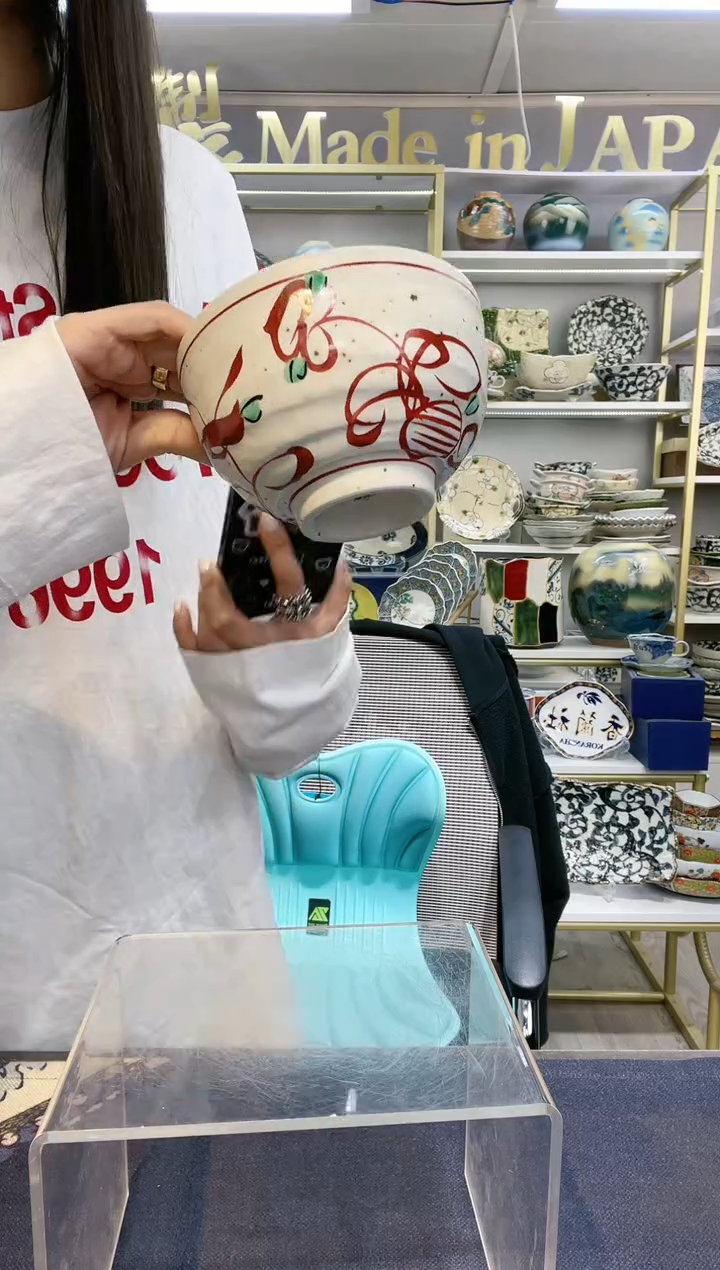 瓷赤绘13厘米饭碗一只装