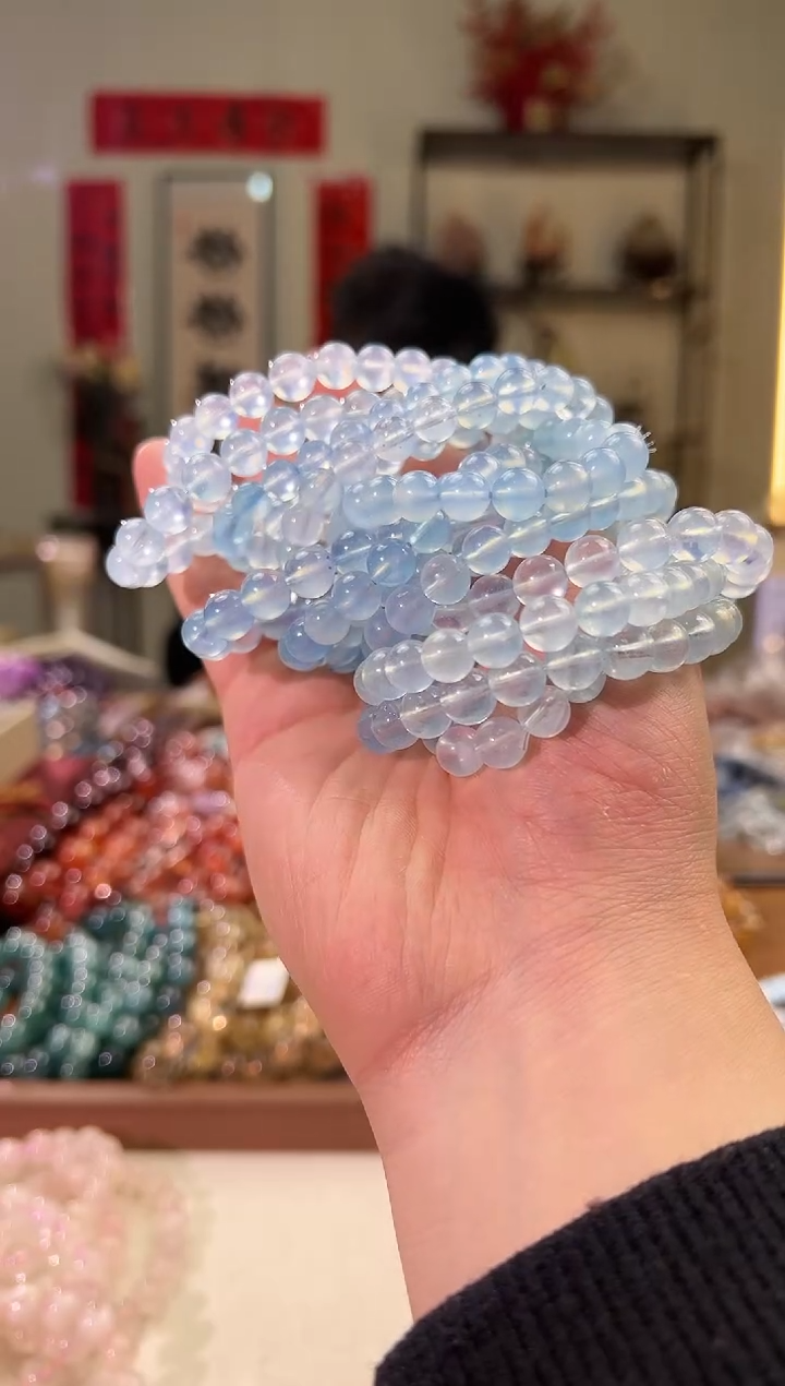 【闪购商品】海蓝宝石手串未镶嵌8+mm海蓝宝手串（多样性发其一）