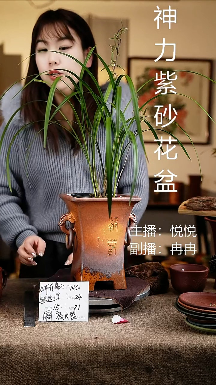 紫砂花盆花卉工艺743微瑕