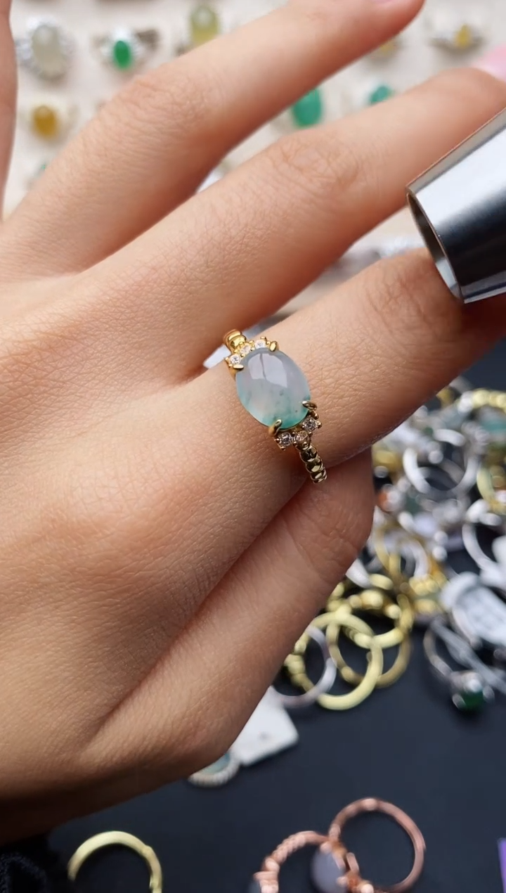 【闪购商品】翡翠戒指银S925镶嵌缅甸翡翠