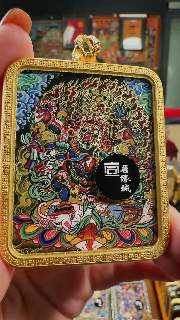 吊坠梵绘天集手绘唐卡黑六臂