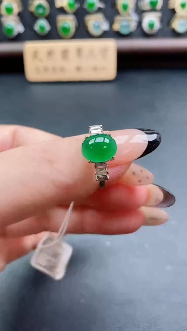 银S925镶嵌戒指翡翠1