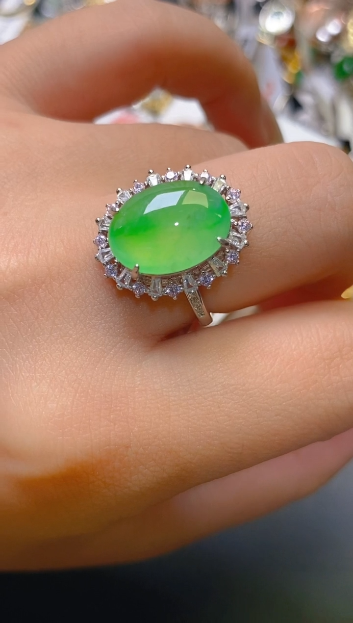 【闪购商品】翡翠耳饰银S925镶嵌天然A货翡翠1