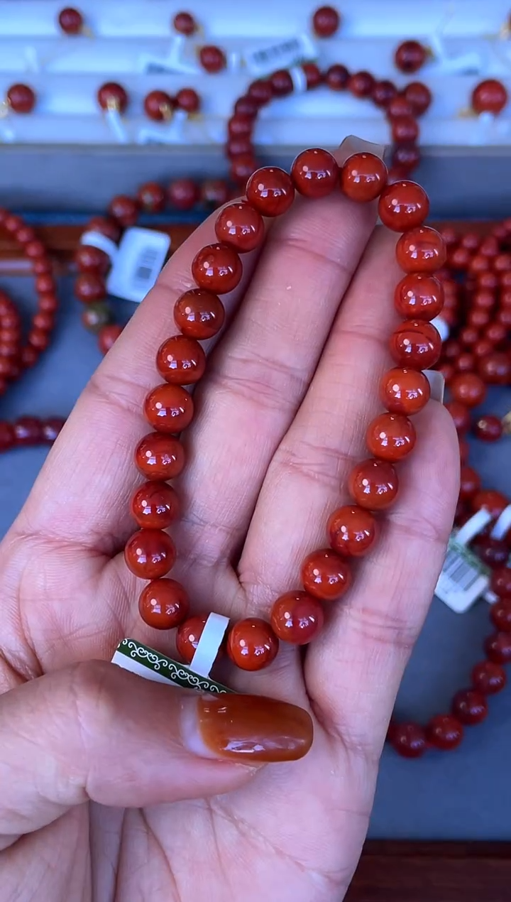 未镶嵌手串南红玛瑙N76凉山瓦西料原矿满肉玫锦单圈多样性发其一