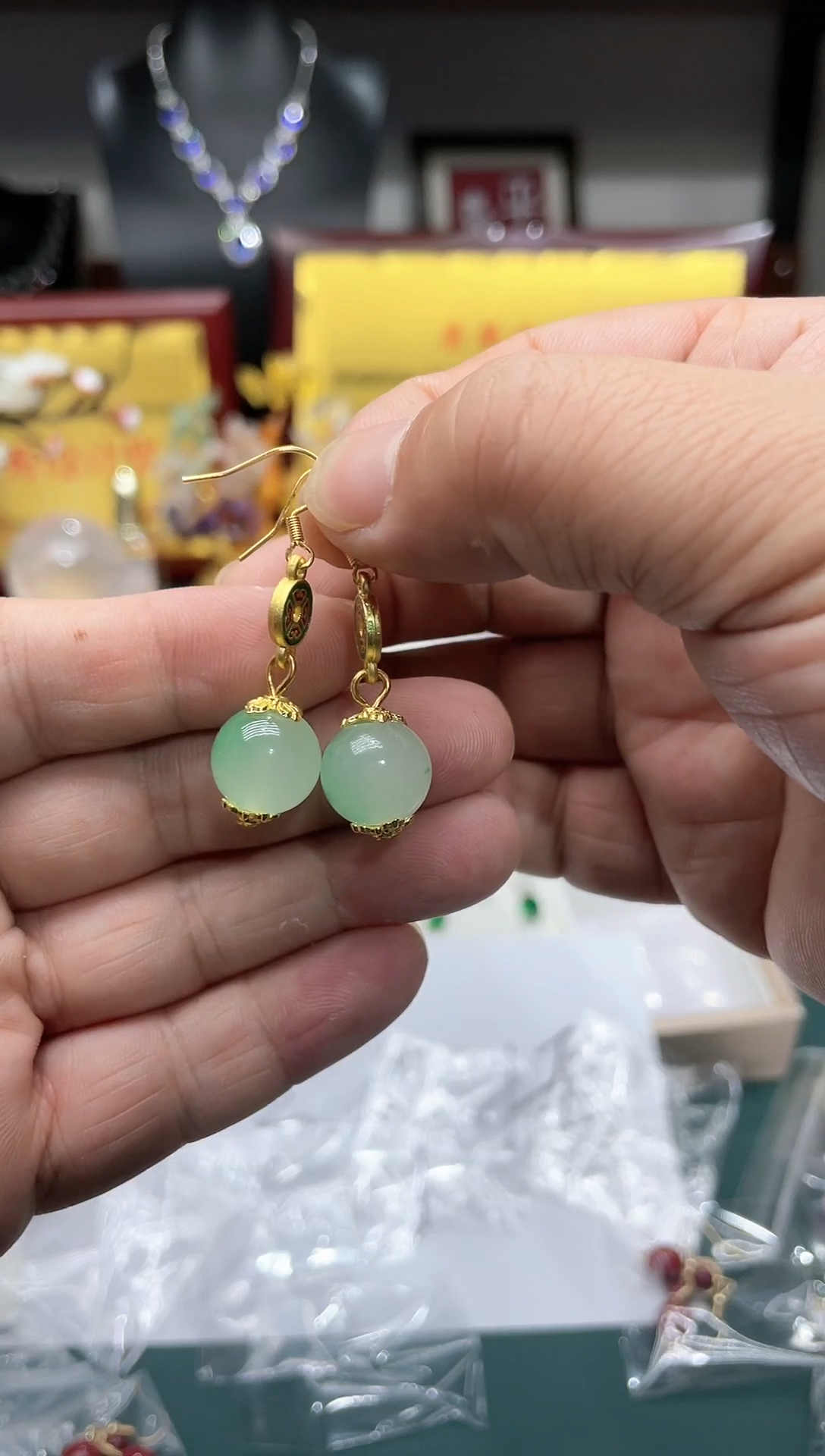 【闪购商品】翡翠耳饰14K金镶嵌时尚耳饰111