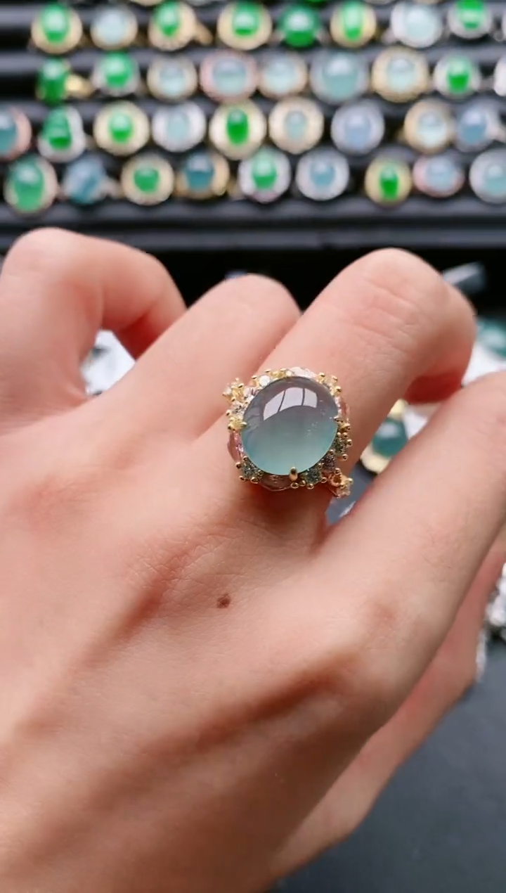 【闪购商品】翡翠戒指银S925镶嵌111111